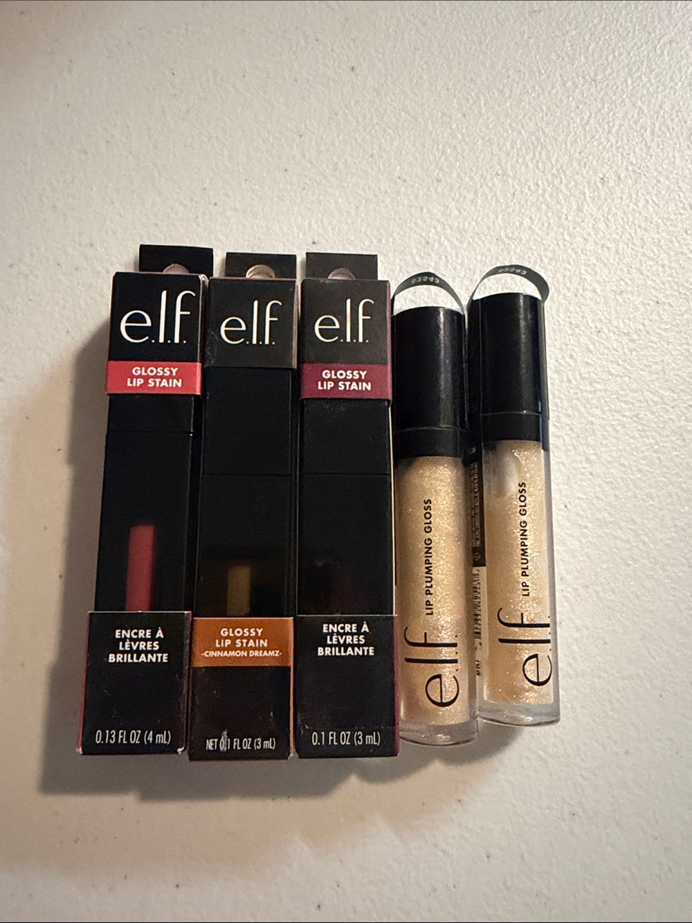 ELF Lip Gloss & Glossy Lip Stain Set - Red, Brown, Gold